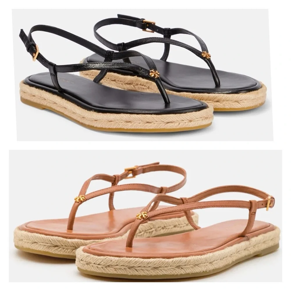 TORY BURCH Delicate Logo Thong - T-Bar Sandals casual outdoor summer vacation